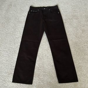 BOSS Hugo Boss ALABAMA  dark brown sueded cotton jeans. 32” waist, hemmed to 31”
